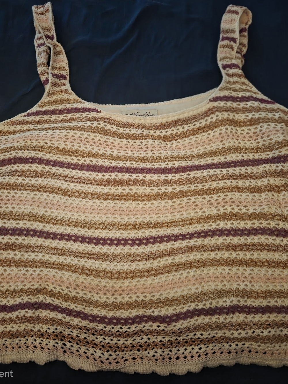 Jessica Simpson Crochet Stripe Tank Top — Cream, Tan & Purple